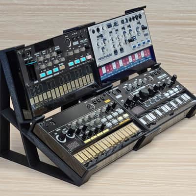The Analog Source 2 Tier Quad Mount Angled Desktop Stand Holds 4 Korg Volca Beats Bass FM Keys Nubass Loop Mix Sample Synthesizer Mixer Drum Rhythm Machine Sampler image 6