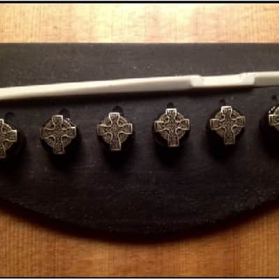 Got Bridge Pins? Ebony Bridge Pins with Bronze Celtic Cross Tops image 2