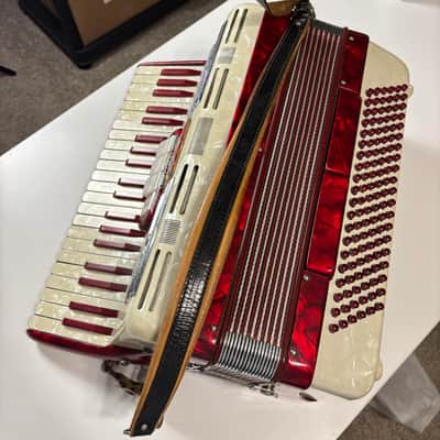 Vintage Near Mint Francini 120-Bass Accordion - Ruby & Mother of Pearl image 16