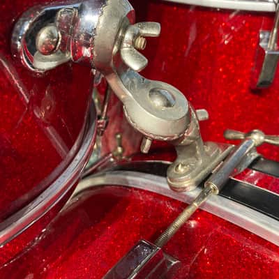 Frankie Banali's Quiet Riot - Leedy & Ludwig Restored 6-Piece Set, 24", 20", 16", 13", 12", 14x5" Matching Snare! Immaculate 1950-1955 - Sparkling Red Pearl image 15