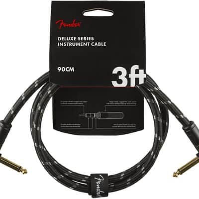 Fender Deluxe BLACK TWEED Electric Guitar/Instrument Cable, Right Angle, 3' ft