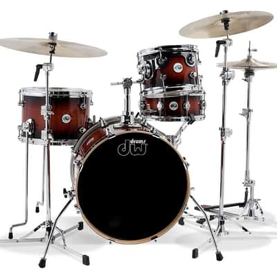 DW Design Mini Pro 4-Piece Drum Set - 18" Bass Drum - Tobacco Burst image 2