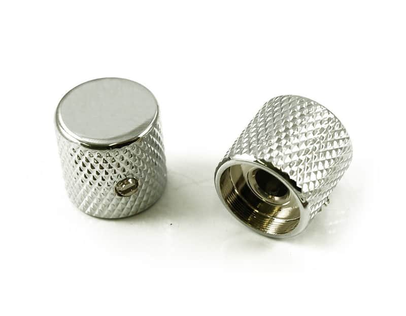 WD Music Chrome Aluminum Fender Tele USA Knob 1/4" in hole Set OF 2 TELECASTER Super lightweight image 1