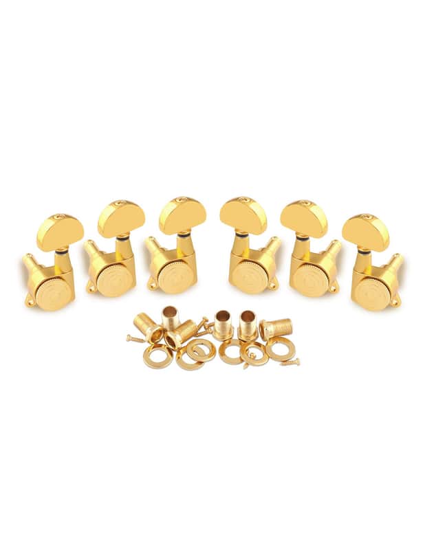 Locking Guitar String Tuning Pegs Sealed Guitar Machine Heads Tuners Tuning Keys 1:18 Ratio 3 Left 3 Right for Electric Guitar or Acoustic Guitar Half Round Head Gold. image 1