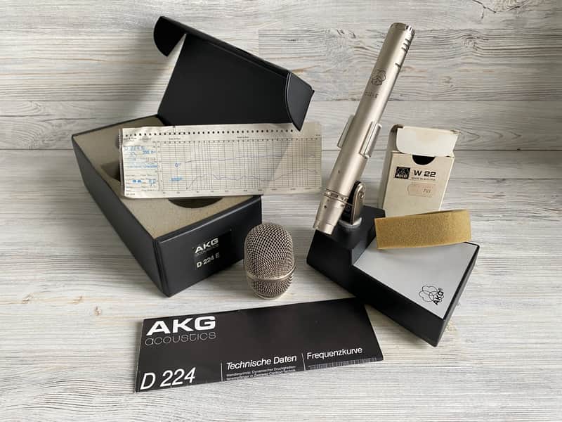 1979 AKG D224E Vintage Dynamic Microphone + Extras image 1