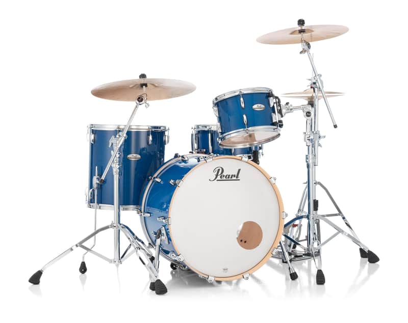 Pearl PMX Professional Series 3-Piece Drum Shell Pack (22x16, 16x16, 12x8) Sheer Blue with Optimount image 1