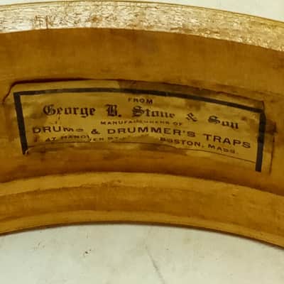 George B. Stone 5x14"1Ply Maple Snare Drum Calf Head Early American 1900s Boston image 16