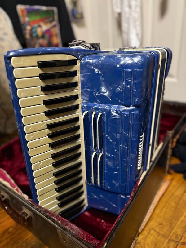 Crucianelli Pancordion Crucianelli blue piano accordion 41 keyboard keys 120 bass keys  1950’s-1970’s image 1