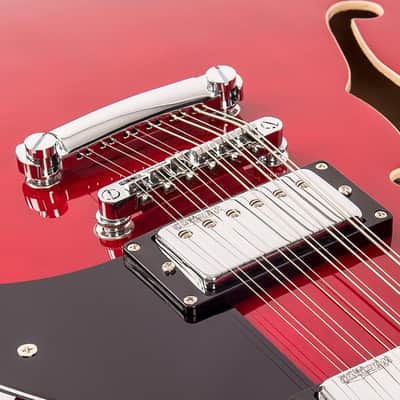 Vintage VSA500 ReIssued 12-String Semi Acoustic Guitar ~ Cherry Red image 6