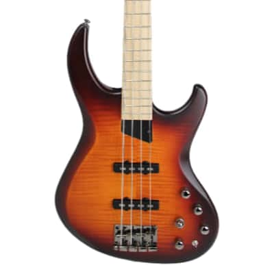 MTD Kingston Kingston Saratoga Deluxe 4 Deep Cherry Burst Satin, Maple Fretboard image 9