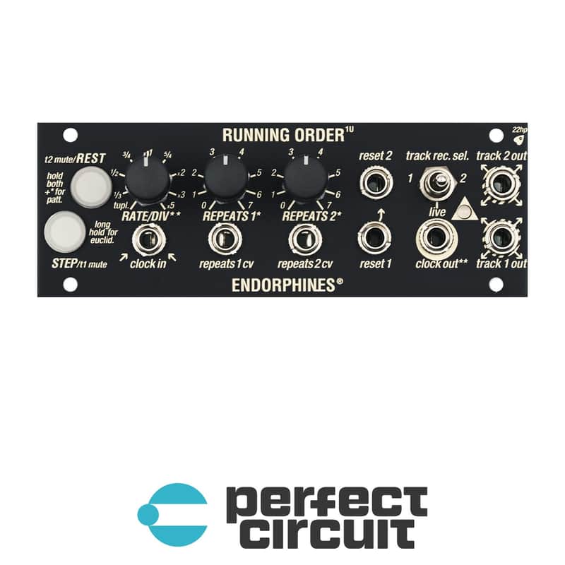 Endorphin.es Running Order 1U Two-Track Trigger Sequencer (Black) image 1