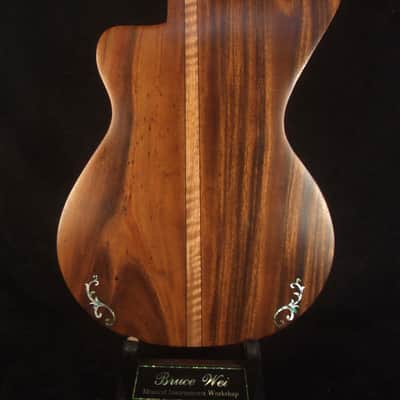 Handcrafted Baritone HARP Ukulele, Solid Spruce & Acacia, MOP Abalone Inlay, Hard Case, Bruce Wei HU20-2048 image 5