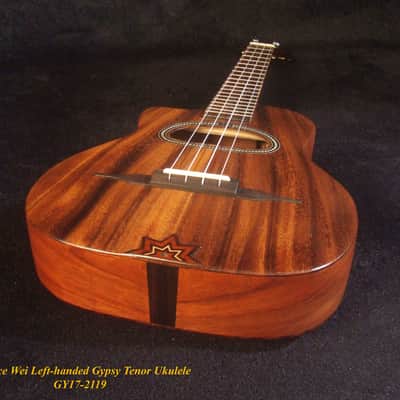 Handcrafted Left-hand Gypsy Tenor Ukulele Solid Acacia, Archback, Abalone Inlay, Soft-bag, Bruce Wei GY17-2119 image 3