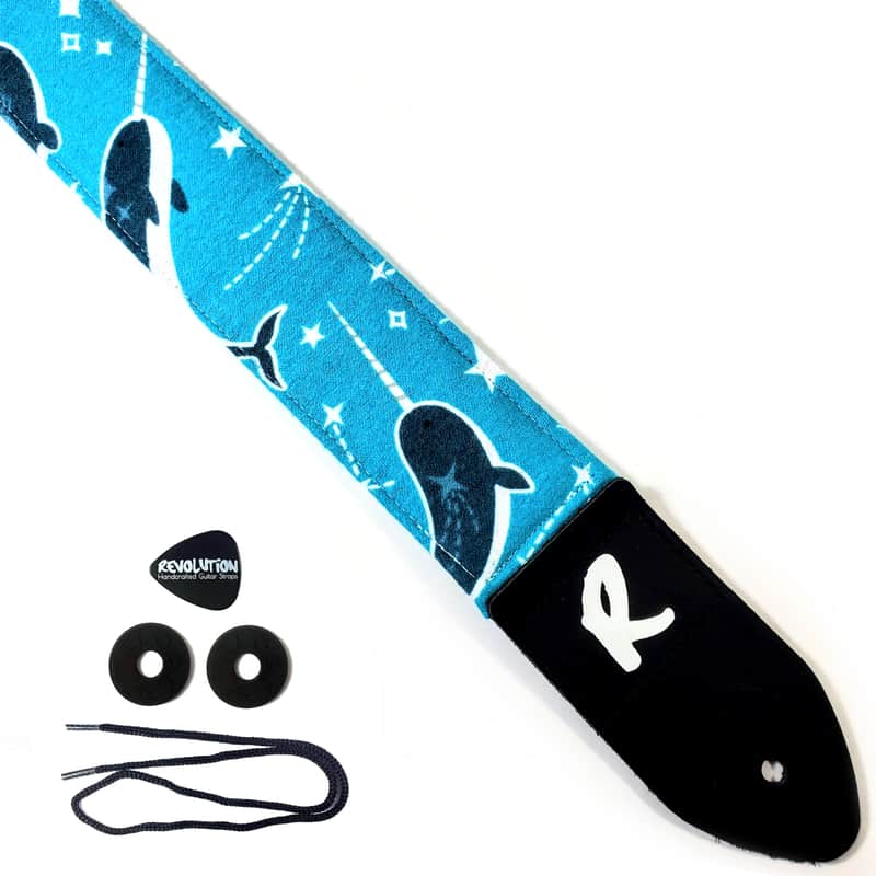 Narwal Constellation Guitar Strap-Blue Narwhale Guitar Strap- Space Galaxy Guitar Strap - Universal Guitar Strap- Double Padded-Comfortable image 1