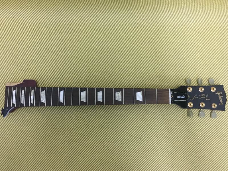 Genuine Gibson Les Paul Studio Neck w/ Broken Headstock & Good Gibson Deluxe Gold Tuners image 1