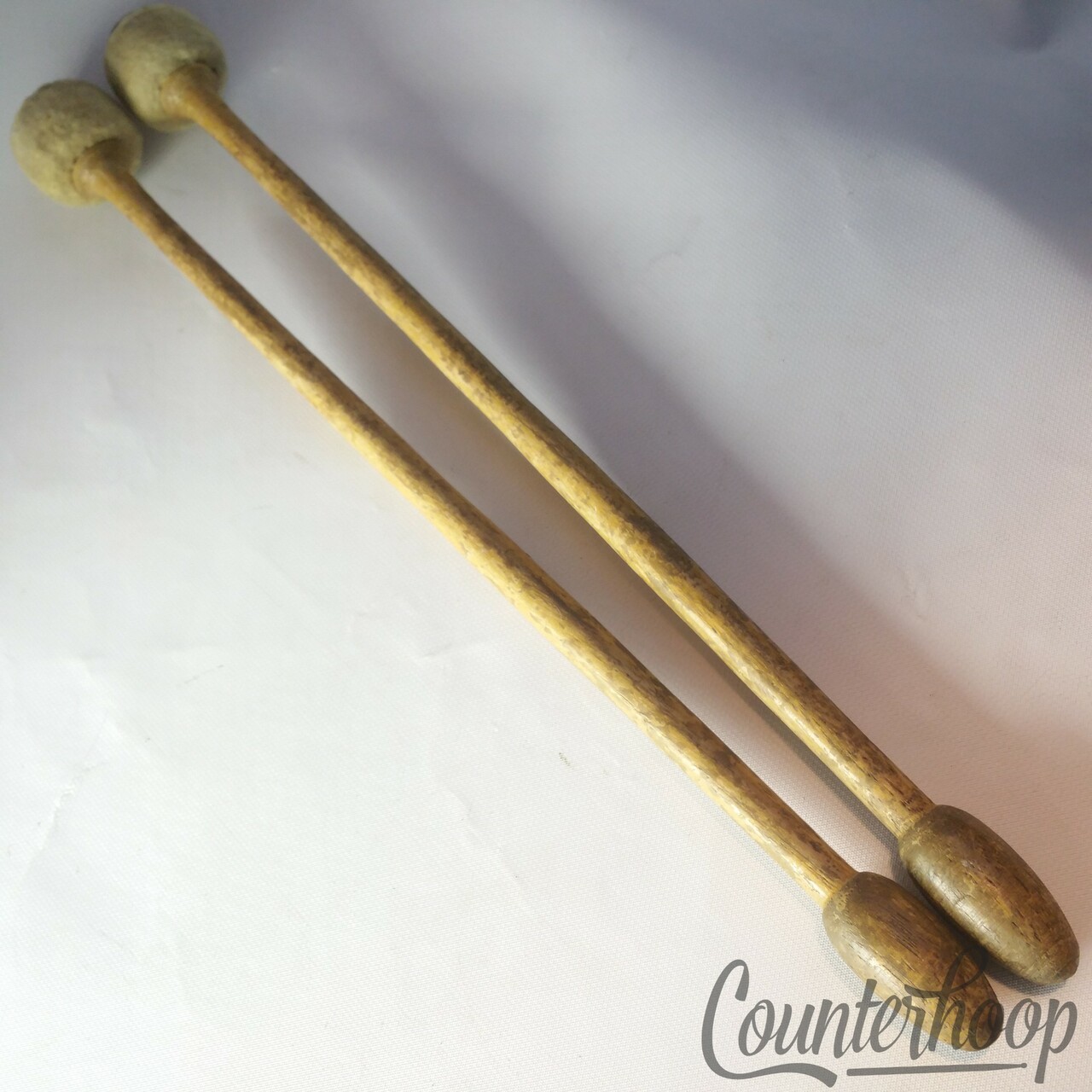 Ludwig #344 Marching Bass Drum Mallets Wood Handles Felt Head Vintage 60s USA — main photograph