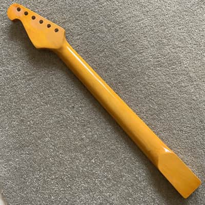 Yellow Guitar Strat Style Maple Wood Neck, 22 Frets Fingerboard image 6