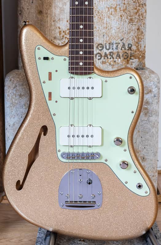 Fender USA Strat neck on a Custom Jazzmaster Thinline offset body Champagne Sparkle Fender USA pickups 4-way wiring Gotoh bridge - unique! image 1