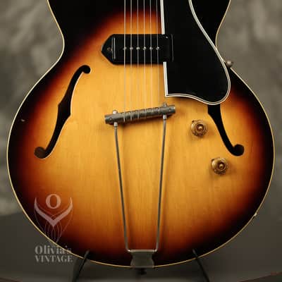 1956 Gibson ES-225 T Sunburst with original Brown hardshell case image 1