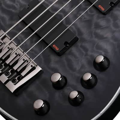 Schecter Hellraiser Extreme-5 See-Thru Black Satin STBLS 5-String Electric Bass + Hard Case image 6