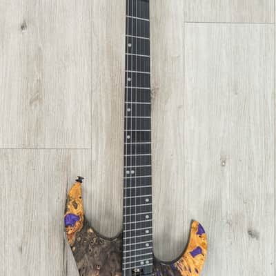 Legator Ninja X6F Multi-Scale Guitar, California Buckeye Burl, Fishman Fluence Pickups, Royal Purple image 4