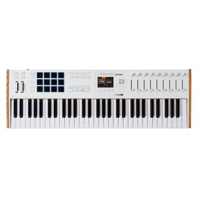 Arturia KeyLab Mk3 61 Keyboard MIDI Controller with DAW Integration, Enhanced Keybed, Visual Interface, 360-Degree Touch-Sensitive Potentiometers, Faders, Robust Wood and Aluminum Casing (White) image 1