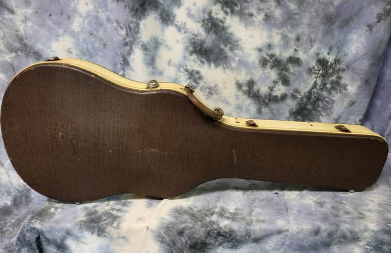 Vintage RARE 1962 Harmony Silvertone Supro National Electric Guitar Hard Shell Case Brown White Red Plush image 1