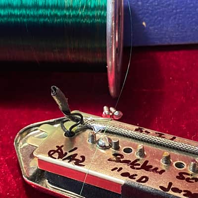 General Vintage Tone dog ear pickup jazz guitar   Old Jazzy GVT 1950s Belden old green magnetic wire hand wound  Metal image 5