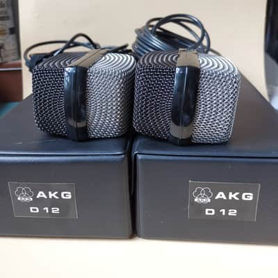 Pair of AKG D12 Cardioid Dynamic Microphone 1950s - 1960s - Silver / Black image 6