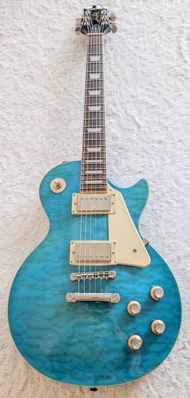 2022 Epiphone Les Paul Standard '60s Quilt Top - Transparent Blue (Flawless + 1 Scratch) image 1