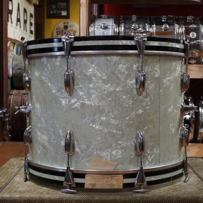 1960s Slingerland Gene Krupa Deluxe Outfit in White Marine Pearl 14x20 9x13 16x16 image 5