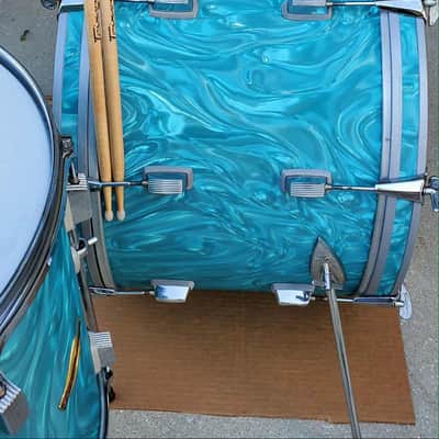 Trixon Luxus 3pc Drum Set 1960’s  - Aquamarine Satin Flame image 13