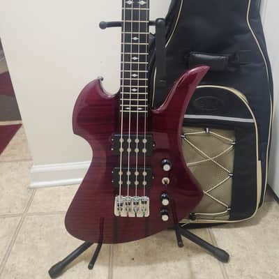 B.C. Rich Mockingbird ST bass w/case neckthru flame maple red image 1