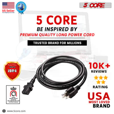 50 Pcs Extra Long AC Wall Power Cord for Led TV Computer PS3 - PS5 6Feet 3 Prong image 8