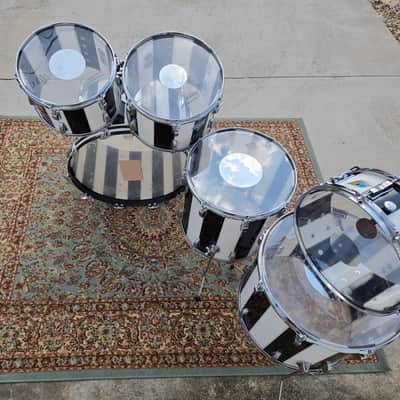 1970s Ludwig Vistalite Pro Beat 6pc Shell Pack 13/14/16/18/24" w/ Matching 5x14" Snare Drum - Pattern (F) Black/White image 6