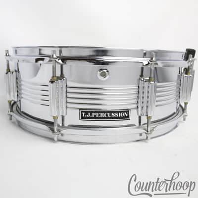 T.J. Percussion 14x5" Snare Drum Steel Shell 8-Lug 5-Line Muffler Triple-Flanged image 1