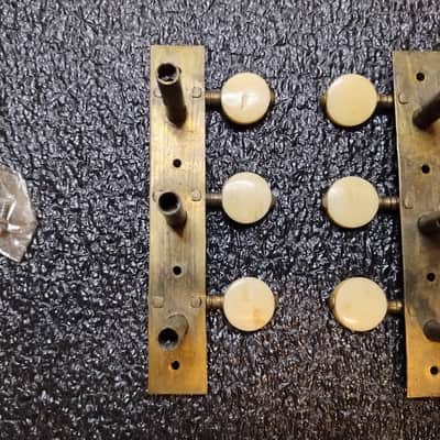 Vintage 1800's Gold/Brass Engraved Strip Tuners - 3/Side - Very Rare! image 2