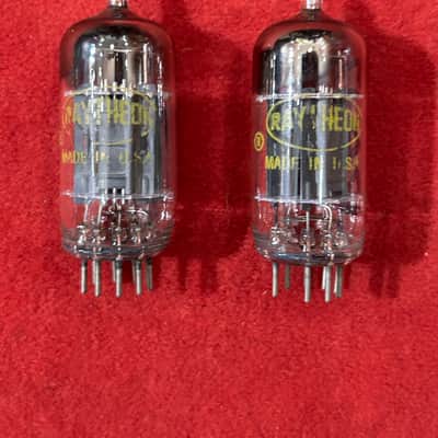 Raytheon 12AU7 Vintage Matching Pair Preamp Vacuum Tube 1970s - Clear Glass image 1