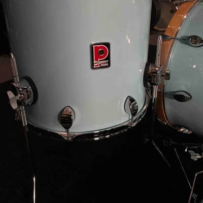 ~NEW~ Premier Elite Maple/Birch Hybrid 4-Piece 10/12/16/22 Drum Kit Set in Baby Blue Lacquer w/ Natural Gloss Bass Drum Hoops image 4