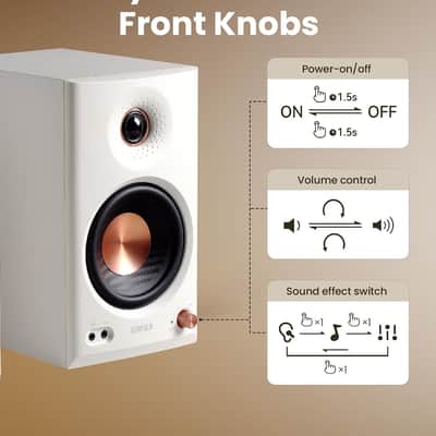 Edifier MR4.5 Bi-Amped Studio Monitor, 80W RMS Bookshelf Speakers - White image 7