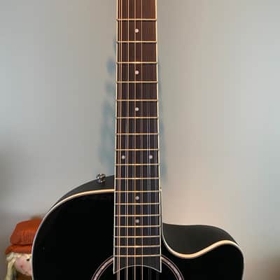 Applause Standard AB2412II-5 12-string Mid-Depth Acoustic-Electric Guitar – Black image 4