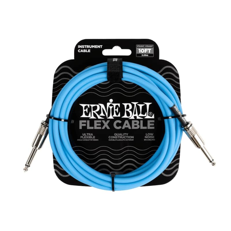 Ernie Ball P06412 Flex Instrument Cable Straight/Straight 10ft - Blue image 1