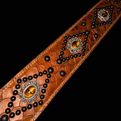 Carlino Tan scale leather tiger eye bag strap 2026 - Tan image 8