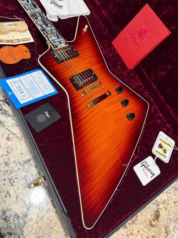 Video! 2016 Gibson Custom Shop Crimson Division Ultima '58 Explorer Custom w/ Flame Inlay on Neck,Flame Top and Binding image 1