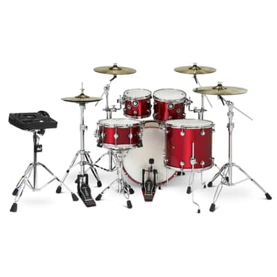 DW DWe 5pc Complete Electronic/Acoustic Drum Set w/Roland V51 Black Cherry Metallic image 3