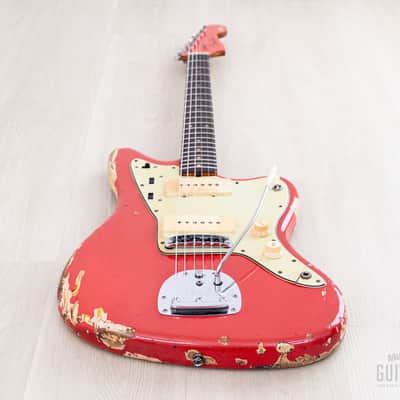 1963 Fender Jazzmaster Pre-CBS Vintage Guitar Fiesta Red w/ Blonde Case image 11