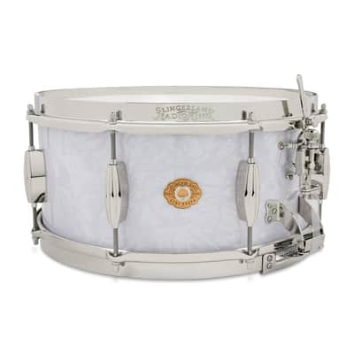 Slingerland Gene Krupa Limited Edition Radio King Snare Drum, 6.5" X 14", White Marine Pearl Pre-Order image 1
