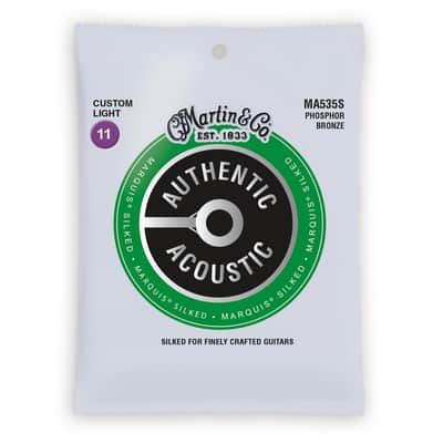 Martin MA535S Authentic Acoustic Marquis Silked Phosphor Bronze Acoustic Guitar Strings - Custom Light (.11 - .52)