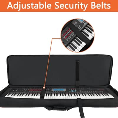 88 Key Keyboard Case Soft (Size: 53.5"x13.8"x6.8"), Padded Piano Case with Handle and Adjustable Shoulder Straps, Keyboard Gig Bag with 3 Pockets for Music Sheet Stand, Sustain Pedals, Cables image 3