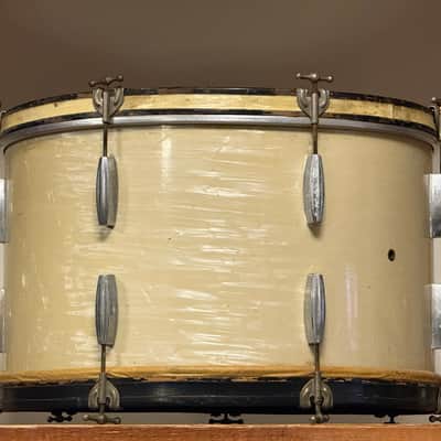 1940's Gretsch 24" BroadKaster White Marine Pearl 14x24 Bass Drum 3-ply image 9